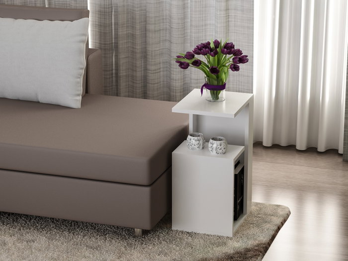 Hanah Home Mesa Auxiliar Sister White Inspiración Escandinava Tablero Melamina 18mm 35x60x29.5cm